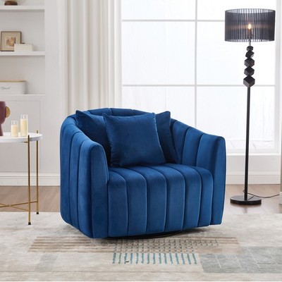 40.1''W Upholstered Oversized 360° Swivel Accent Barrel Chair and Half Cozy Sof