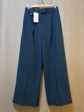 NWT ZARA Women Zipper Hi-Rise Pleated Viscose Blend Wide-Leg Pants SZ M Peacock