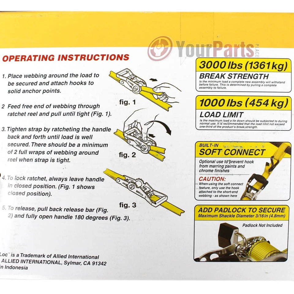 12 Ft Ratcheting Tie Down Straps 4 Pack XL Grip 1000lbs Load Limit S-Hook 89994 - Image 3 of 4