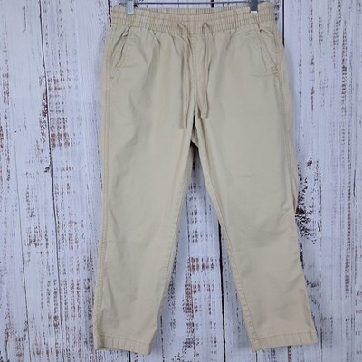 LL BEAN Womens 10P Favorite Fit Khaki Tan Drawstring Pull On Cropped Pants
