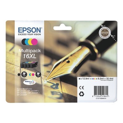 4 Orig. XL Epson Tintenpatronen T-16XL Multipack WorkForce WF 2630WF T1636 uvm.