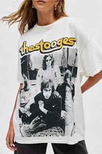 Iggy Pop The Stooges Womens Retro Graphic Cream T-Shirt Dress New S/M