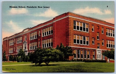 Vtg 1940s Maxson School Plainfield New Jersey NJ unused Linen Postcard