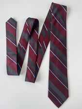 Ryan Seacrest Distinction Tie - Red, Blue, Grey, White Striped 100% Silk Necktie