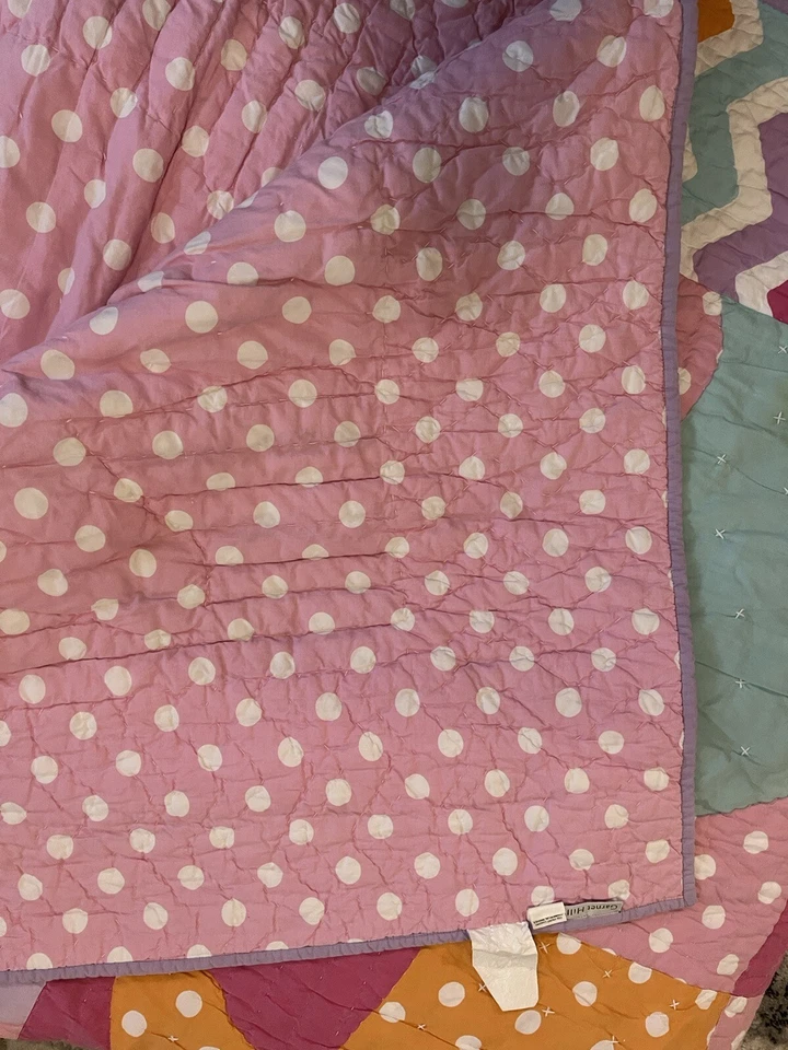 Edredón reversible para caballos Garnet Hill Girls, doble/reina, lunares/rayas Foto 4 de 4