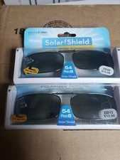 2 Pairs Solar Shield Polarized Clip On Sunglasses 54 rec 8 Full Frame Gray Lens