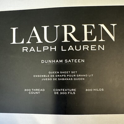 RALPH LAUREN Dunham Sateen 4 PC QUEEN Sheet Set 300 TC White NWT