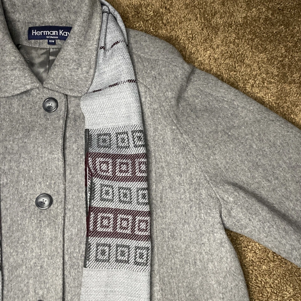 Herman Kay 100% Wool Coat 80’s Vintage Made In USA Women’s 18W Great Condition - Image 4 of 4