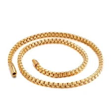 Heavy 18k Gold Plated Stainless Steel Square Rolo Link chain necklace 6mm 26''