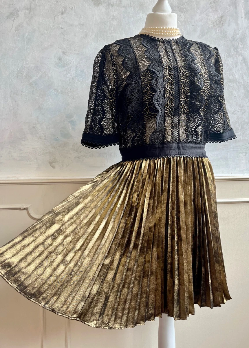 Gold pleated cheap skirt reiss