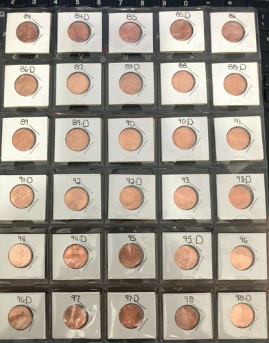 Complete Red choice/gem BU Memorial cent set 1984-1998 30 coins!