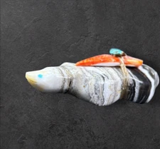 Zuni Fetish Carving Onyx Badger  by Daphne Quam & Leland Boone