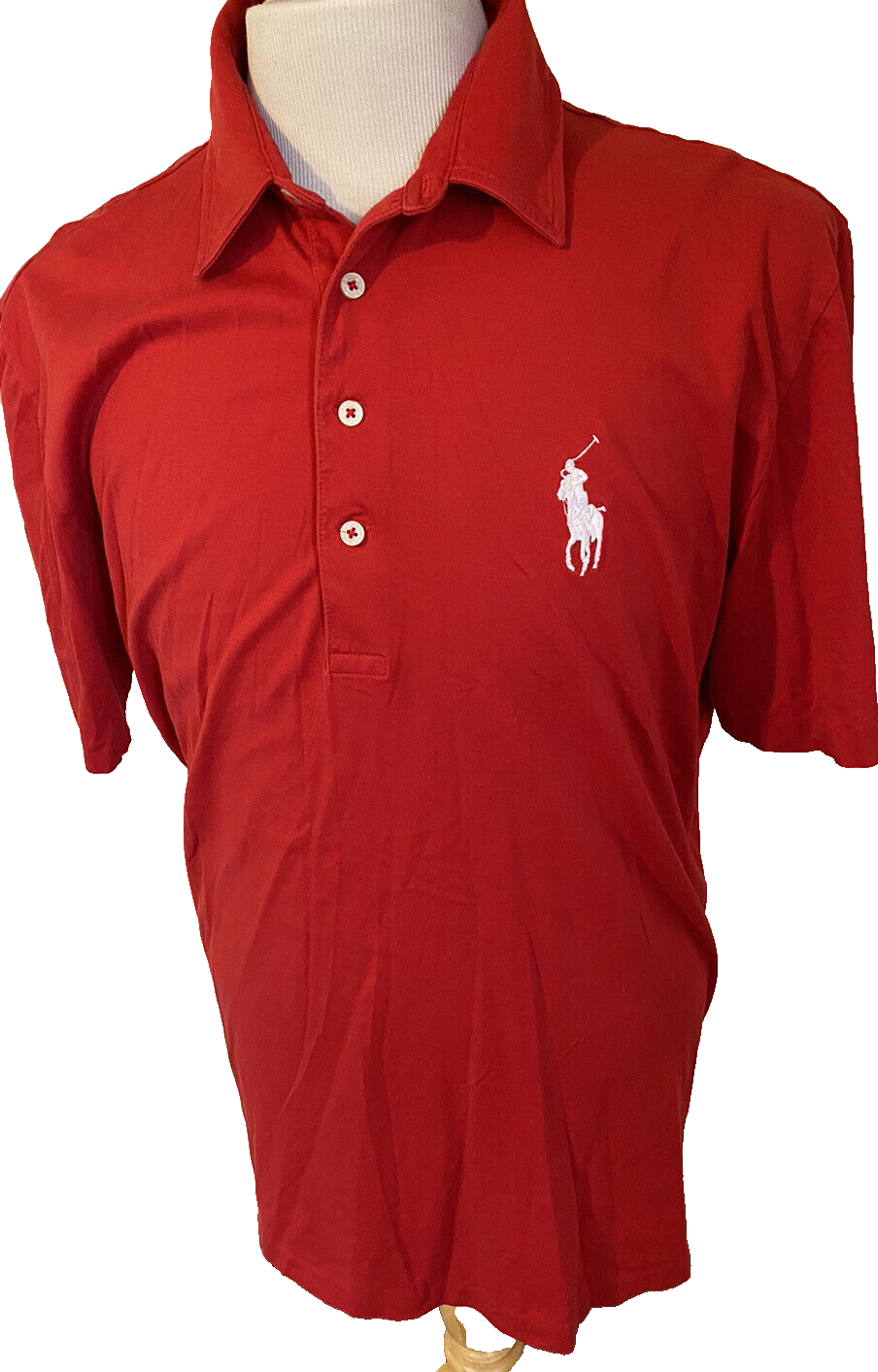 Ralph Lauren Polo Golf Pima Camicia Cotone Rosso Greenbrier Classico Pony Taglia Large