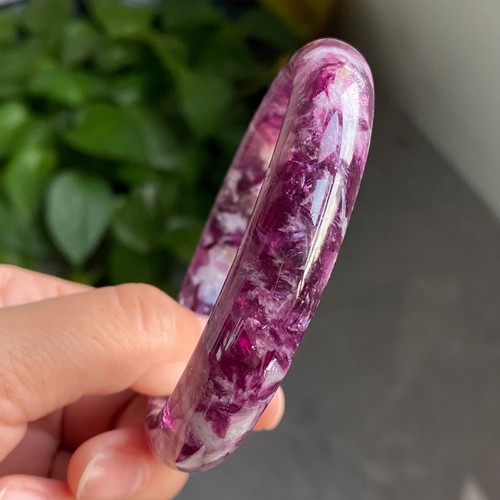 62.5mm Natural Purple lepidolite Quartz Crystal Gemstone Bangle C65 - Picture 9 of 11
