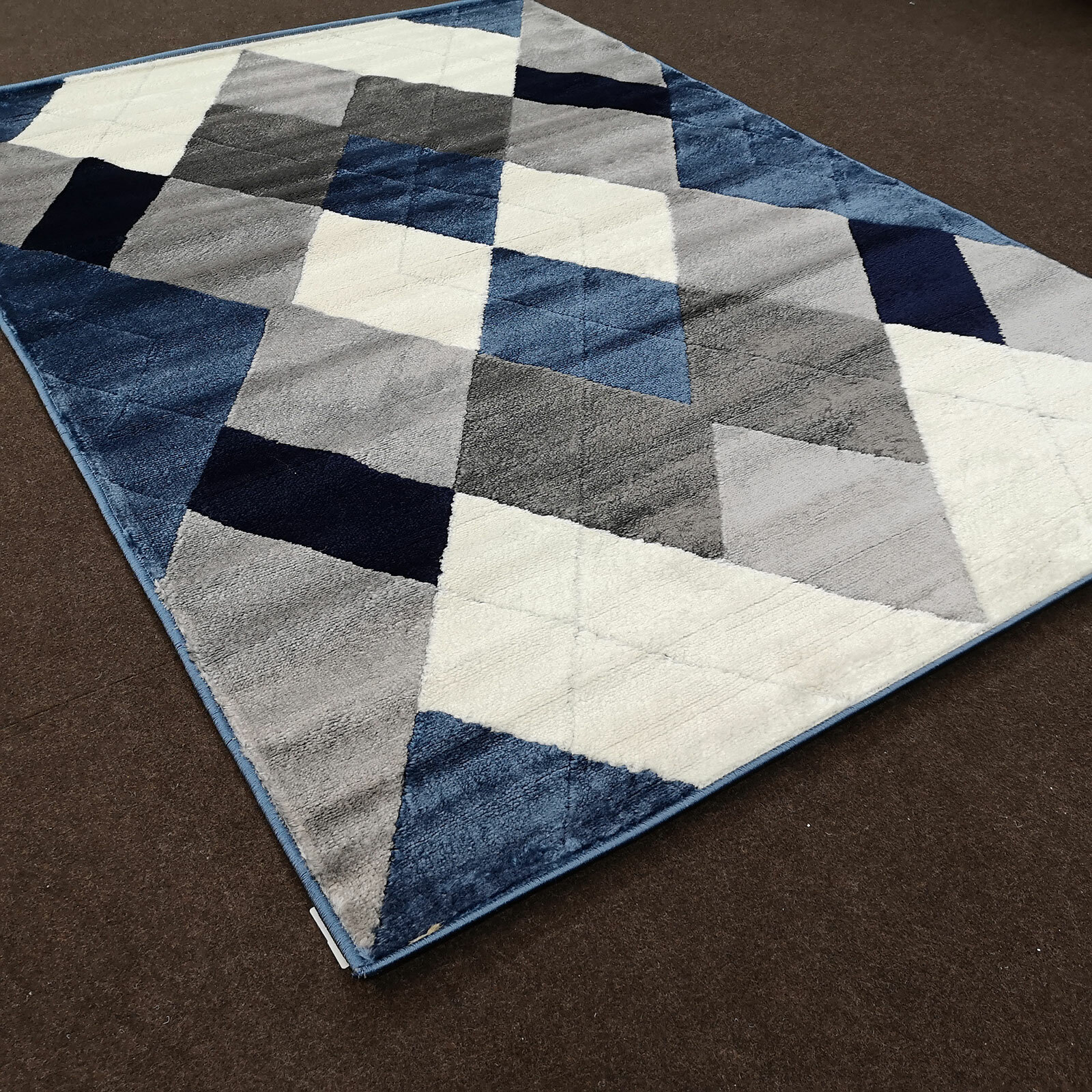 Blue Grey Extra Large Geometric Area Rugs Modern Living Room Hallway