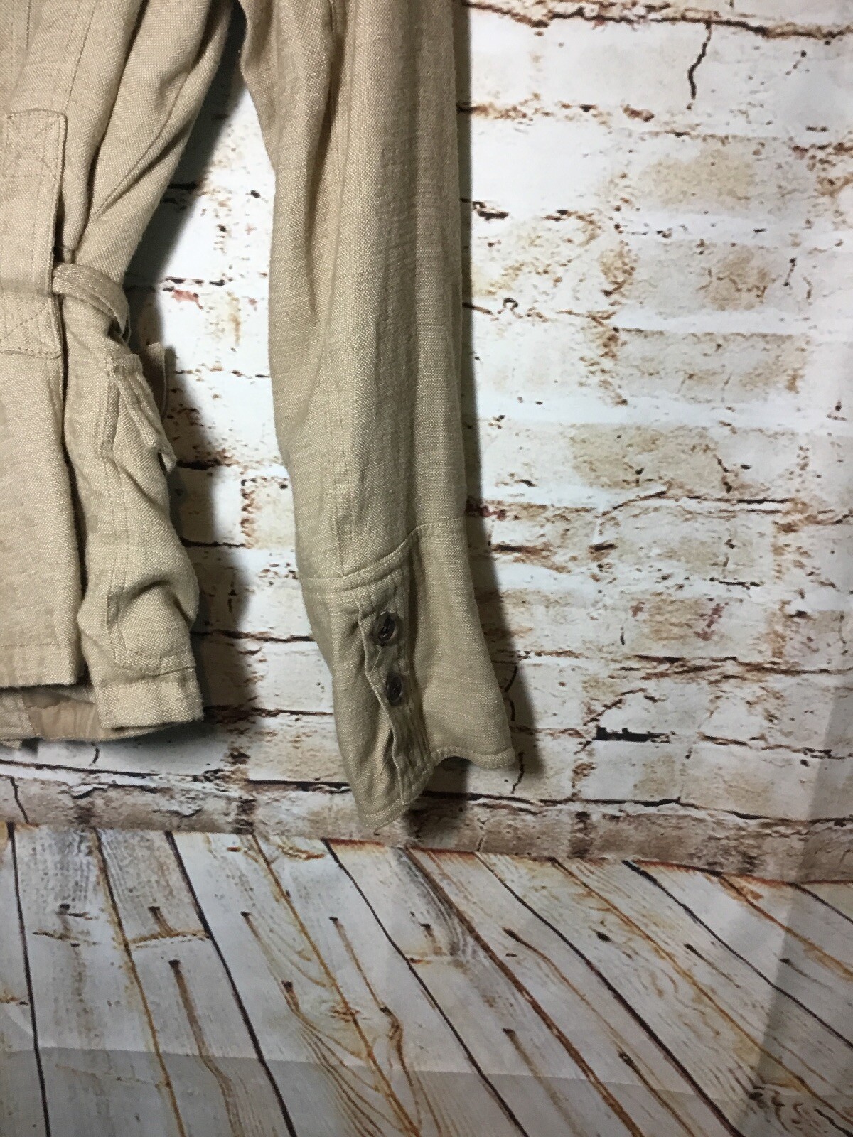 ZARA Basic Jacket Medium Linen Blend Tie Waist Bu… - image 4