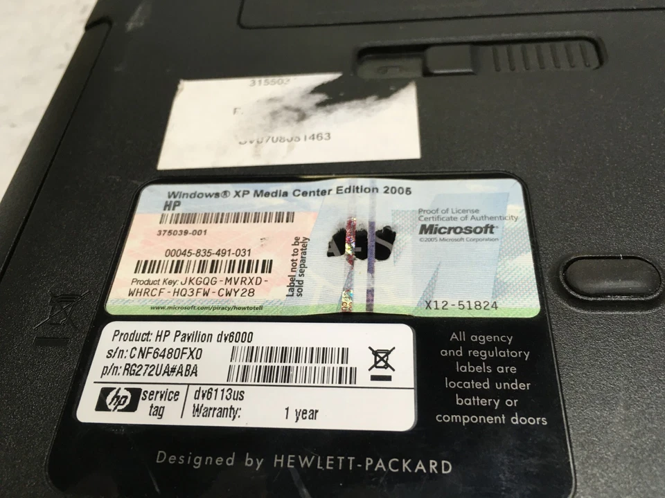 HP Pavilion dv6000 dv113us 15" [AS IS] AMD Turion 64 X2 TL-50 @ 1.6 GHz - JZ - Image 4 of 4