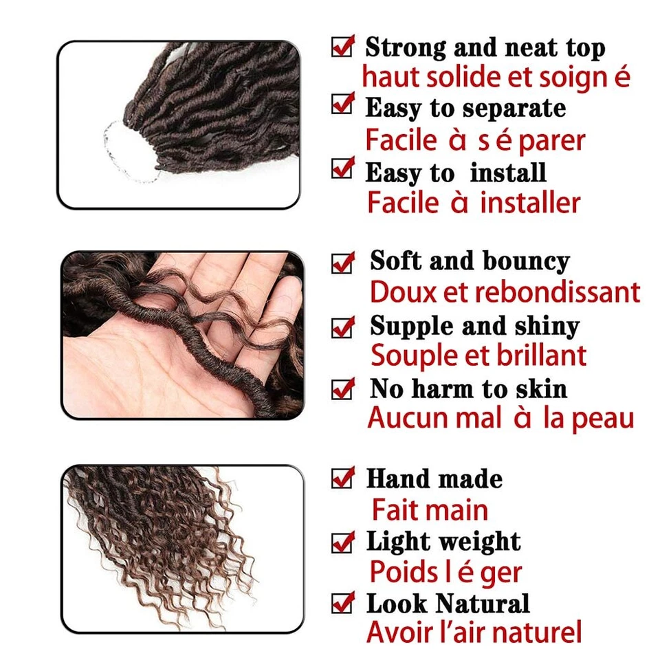 Trenzas de ganchillo sintético trenzado trenzado extensión de cabello ombre marrón rizado Foto 3 de 4