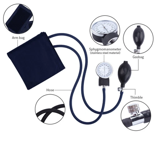 Aneroid Sphygmomanometer Stethoscope Manual Blood Pressure Monitor BP Cuff - Picture 4 of 4