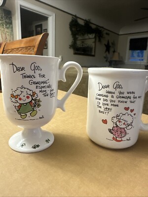 Coffee Cups Dear God Kids Gift Cottage Country Grannie Core Gifts