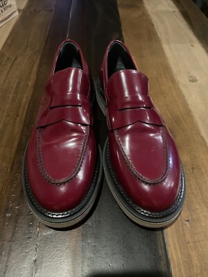 $400 AGL Sirena Penny Loafer SHOES SLIP ON LEATHER  MOC TOE 38