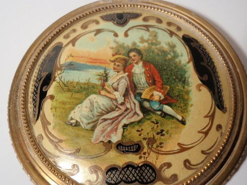 Coppia vittoriana romantica vintage doppia polvere Rouge compatta *così com'è* - Foto 2 di 9
