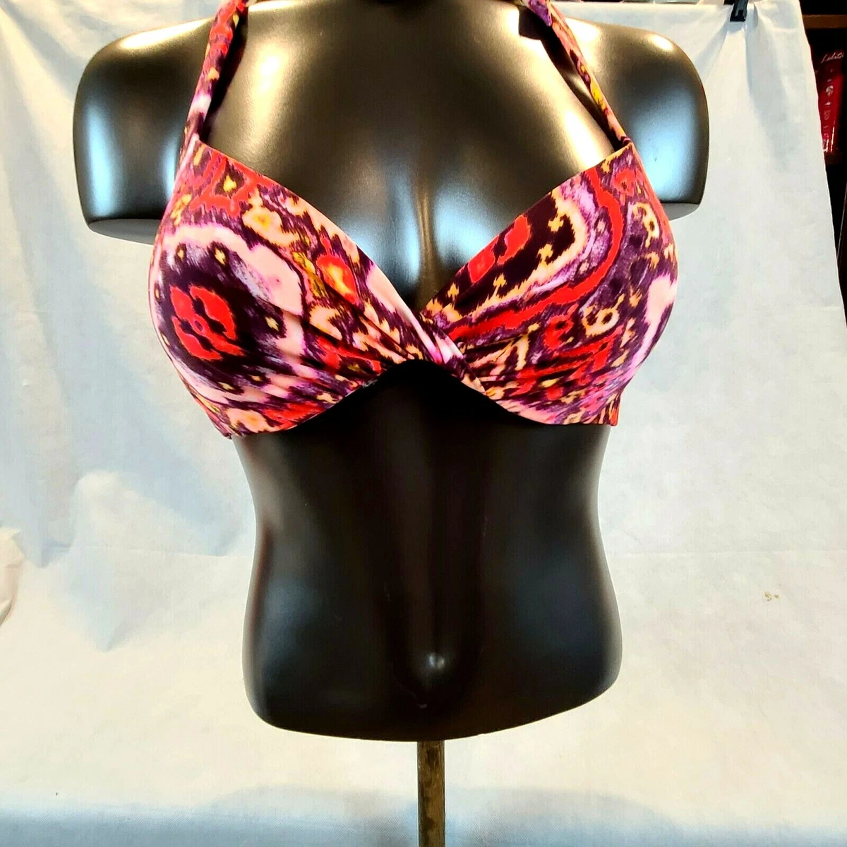 Victorias Secret Bikini Top 36A Padded Multi Color Push Up Underwire Halter  Top