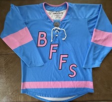 BFFS Podcast Men’s League Sweaters Supreme Quality Hockey Jersey Blue Pink Large