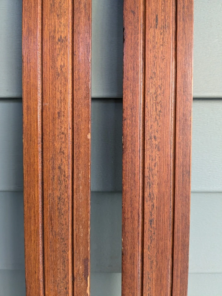 Pair of Antique Victorian Chestnut Carved Fluted Pilasters 1 3/8" X 1 1/2" X 3/8 - Image 3 of 4