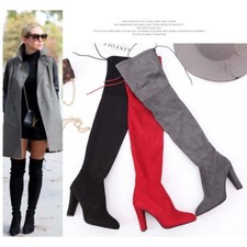 WOMENS LADIES HIGH HEEL BOOTS THIGH OVER THE KNEE ZIPPER SHOES PARTY BOOTS SIZE