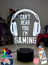 GAMER EAR PHONES Personalised 3D LED Night Light Colour Change Lamp
