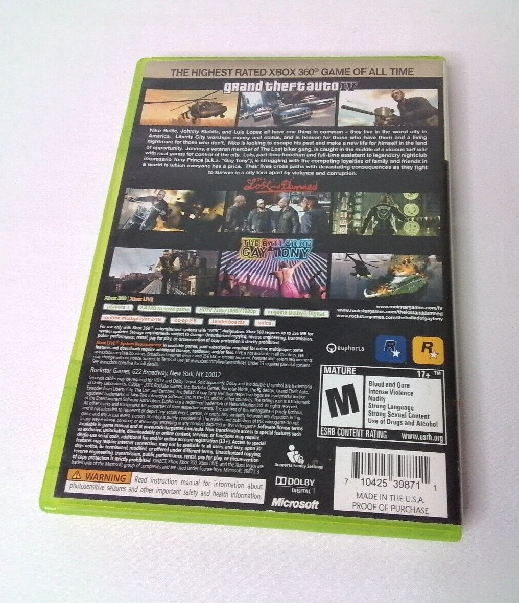 Xbox 360 - Grand Theft Auto IV Complete Edition (Game & Episodes From Liberty City) - waz