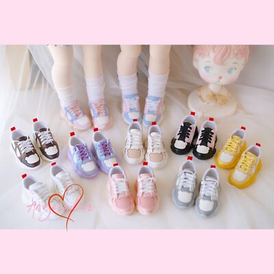 1/6 1/4 1/3 BJD Shoes Cute Bear Sports Shoes Sneaker Lace Up Good Sole 10 Colors
