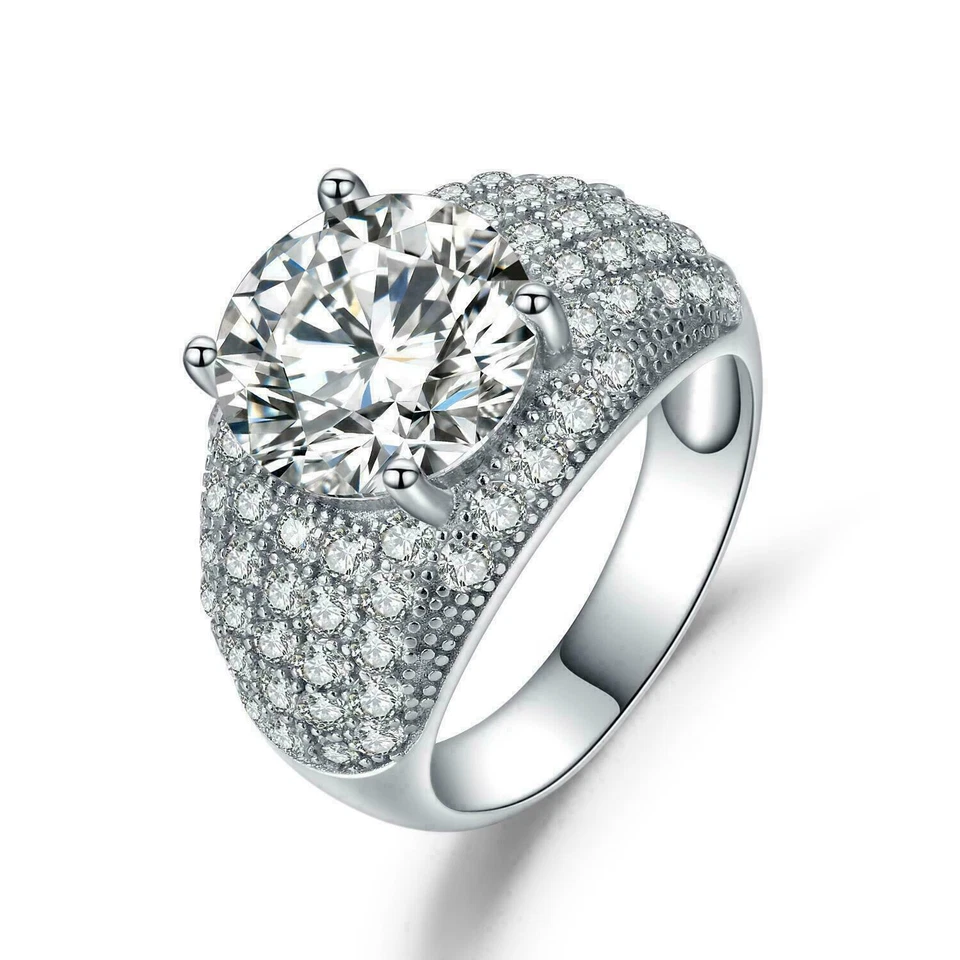 Beniamino Ladies Ring 925 Sterling Silver 3.5ct 18K Rhodium Plated Silver Original Box