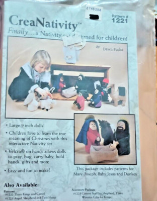 New CreaNativity ptrn #1221 Nativity Set 4 Children Sewing 9in Dolls Dawn Fuchs