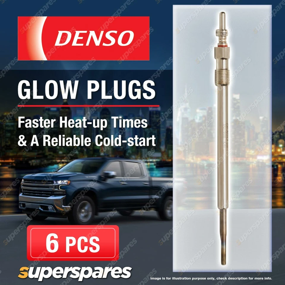 6 x Denso Glow Plugs for Jeep Grand Cherokee IV WK WK2 3.0 CRD V6 4x4 EXF 6Cyl