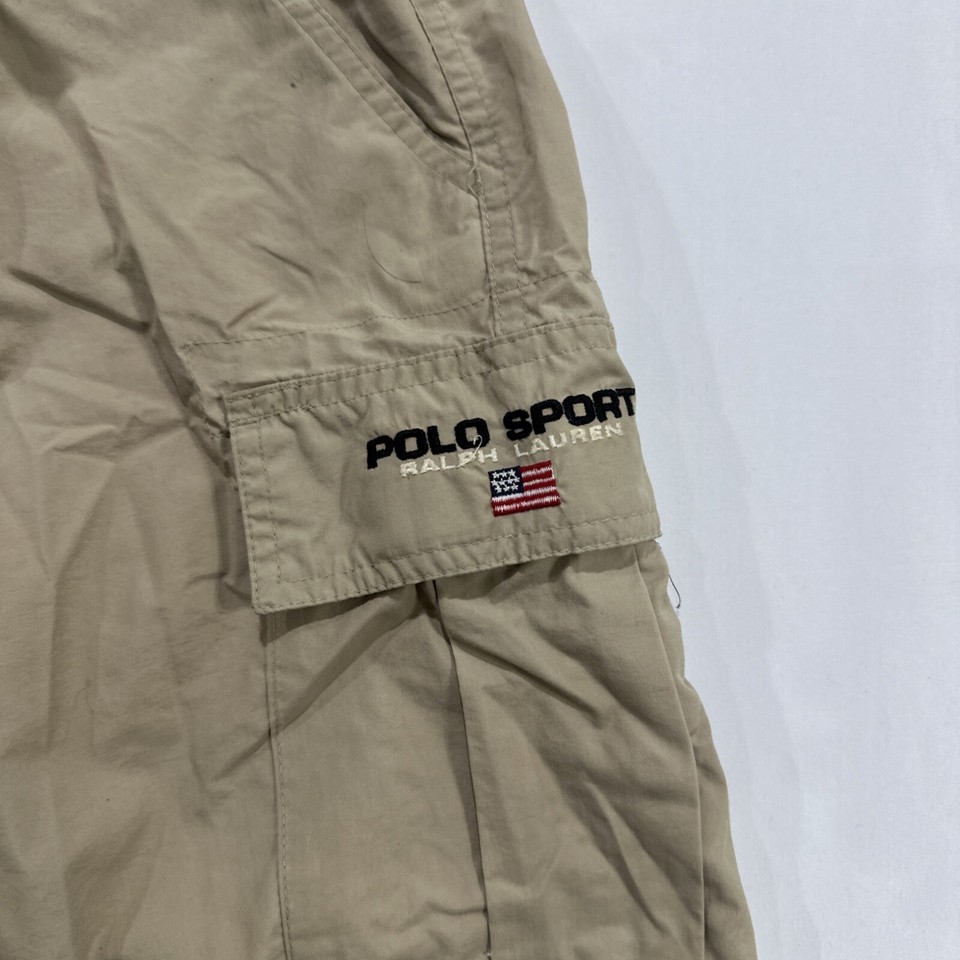 Vintage Polo Sport Shorts Men's Large Khaki Ralph Lauren Belted Hike