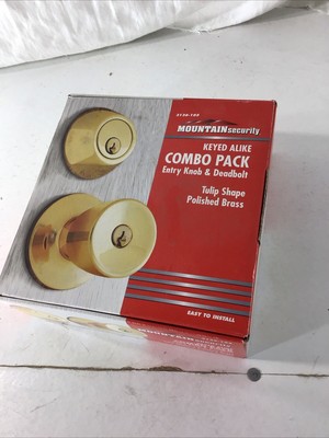 Mountain Security - Entry Knob & Deadbolt - Combo Pack - Polished Brass 3136-105