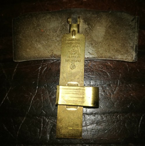 VECCHIO OROLOGIO VINTAGE RARO DIWEN DISPLAY INSEGNA BRONZO HUGUENIN LE LOCLE SWISS AD - Foto 6 di 10
