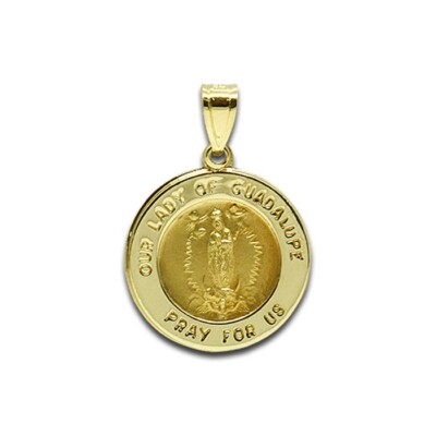 14k Yellow Gold Polished & Satin Our Lady of Guadalupe Medal Pendant 18 ...