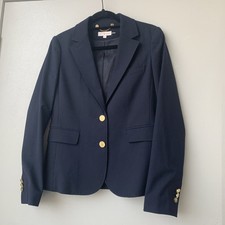 Tory Burch 6 Blazer Wool Blend Navy Blue Preppy Classic