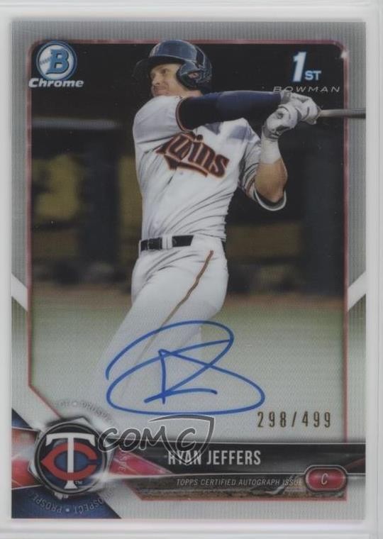 2018 Bowman Draft Chrome Pick Refractor 298/499 Ryan Jeffers #CDA-RJ Auto j6a