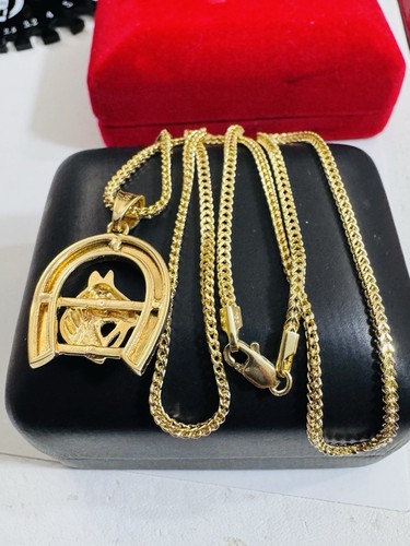 Pure 18K 750 Yellow Gold Horseshoe Set Necklace 19.5”/20” Inch Long 7.76g 2.2mm - Picture 18 of 24