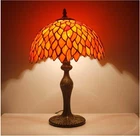 Tiffany Lamp Stained Glass Table Lamp Red Wisteria Style Desk Bedside Read Light