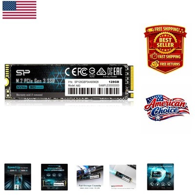 Silicon Power 128GB NVMe SSD M.2 PCIe Gen3x4 - 2200MB/s for Gaming Performance