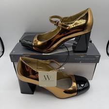 Worthington Larcie Block Heel Pumps Gold Multi Size 7.5 M Metallic Mary Jane