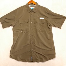 Magellan Mens Fish Gear SS Button Shirt Sz.M/Green/Laguna Madre Relaxed Fit