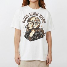 Good Luck Babe Tiger Casco Retrato Estrellas Camiseta Retro Motociclista Regalo Camiseta