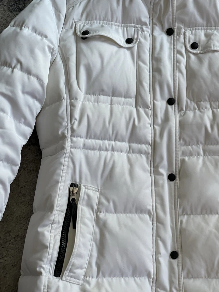 Parka de plumón blanca Calvin Klein Performance con capucha de piel sintética abrigo de plumón de pato para mujer XL Foto 3 de 4
