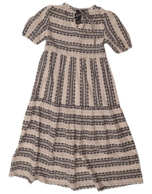 Marks & Spencer Womens Maxi Dress UK 10 Small White Geometric Cotton BQ19